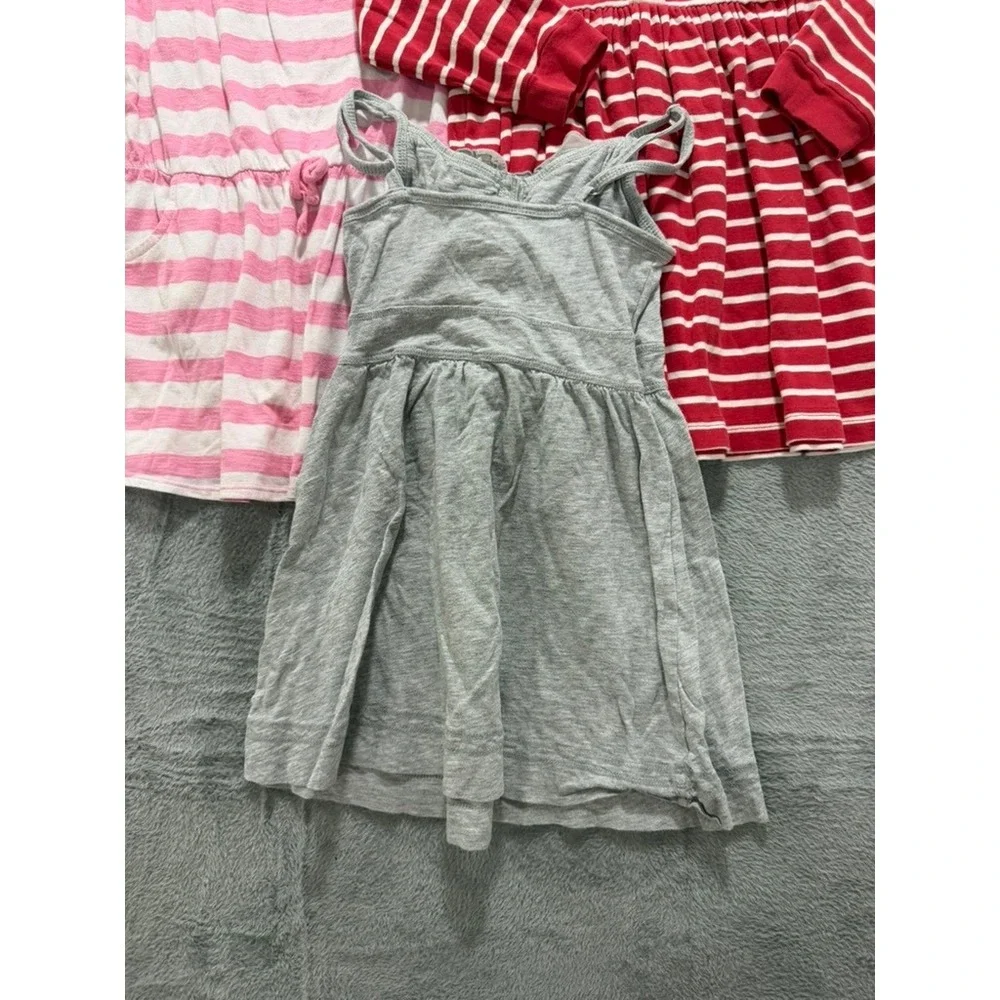 Hanna Andersson Lands End‎ Cherokee Girls Dress Bundle Striped Gray Pink Red 4 5